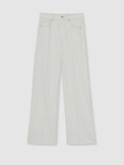 Reiss | Paige Ecru Wide Leg Pintuck Jeans in Ecru