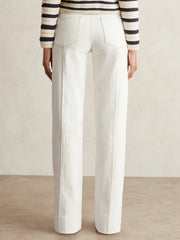 Reiss | Paige Ecru Wide Leg Pintuck Jeans in Ecru