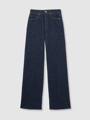 Reiss | Paige Wide Leg Pintuck Jeans in Anais Blue