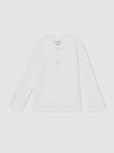 Reiss | 13-14 yrs Cotton-Blend Waffle Henley T-Shirt in White