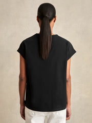 Reiss | Brushed-Cotton Crew-Neck T-Shirt in Black