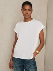 Reiss | Brushed-Cotton Crew-Neck T-Shirt in White
