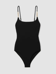 Reiss | Hardware-Strap Cut-Out Swimsuit in Black
