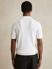 Reiss | Textured Half-Zip Polo Shirt in White