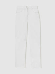 Reiss | Petite Straight Leg Turn Up Jeans in White