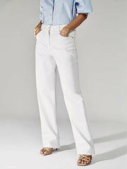 Reiss | Petite Straight Leg Turn Up Jeans in White