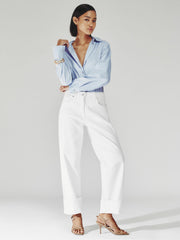 Reiss | Petite Straight Leg Turn Up Jeans in White