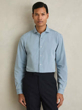 Reiss | Washed Cotton Chambray Shirt in Blue