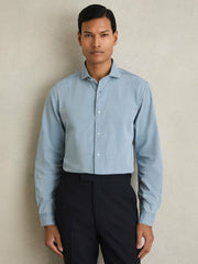 Reiss | Washed Cotton Chambray Shirt in Blue