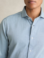 Reiss | Washed Cotton Chambray Shirt in Blue
