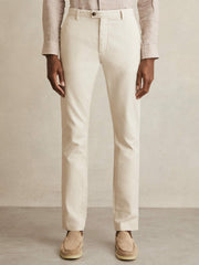 Reiss | Cotton-Piqué Slim-Fit Chinos in Off White