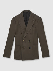 Reiss | Slim Fit Double Breasted Suit Blazer in Dark Green