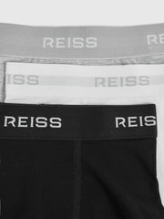 Reiss | 9-13 yrs Stretch-Cotton Logo-Waistband Boxer Shorts 3 Pack in White/Grey/Black