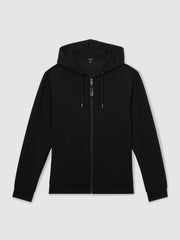 Reiss | Interlock Zip-Through Hoodie in Black