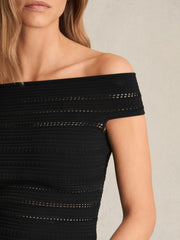 Reiss | Bardot Open Knit Top in Black
