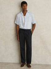 Reiss | Linen Drawstring Relaxed-Fit Trousers in Navy