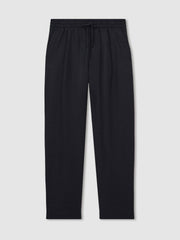 Reiss | Linen Drawstring Relaxed-Fit Trousers in Navy