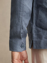 Reiss | Linen Twin-Pocket Overshirt in Airforce Blue