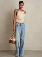 Reiss | Cotton Crochet Tie-Back Cropped Top in Cream