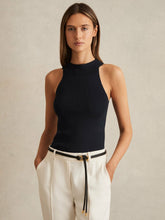 Reiss | Rib Knit High Neck Vest in Navy