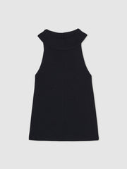 Reiss | Rib Knit High Neck Vest in Navy