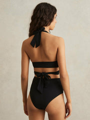 Reiss | High Waisted Bikini Bottoms in Black