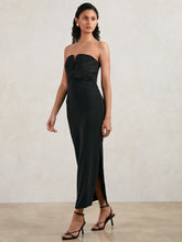 Reiss | Halston Strapless Crepe Midi Dress in Black