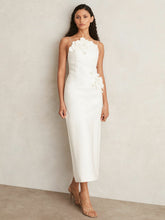 Reiss | Acler Ivory Petal Detail Fitted Midi Dress in Ivory