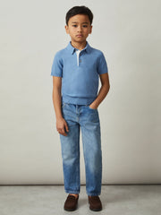 Reiss | 9-13 yrs Contrast Placket Polo Shirt With Cotton in Blue