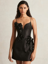 Reiss | Acler Petal Detail Fitted Mini Black Dress in Black