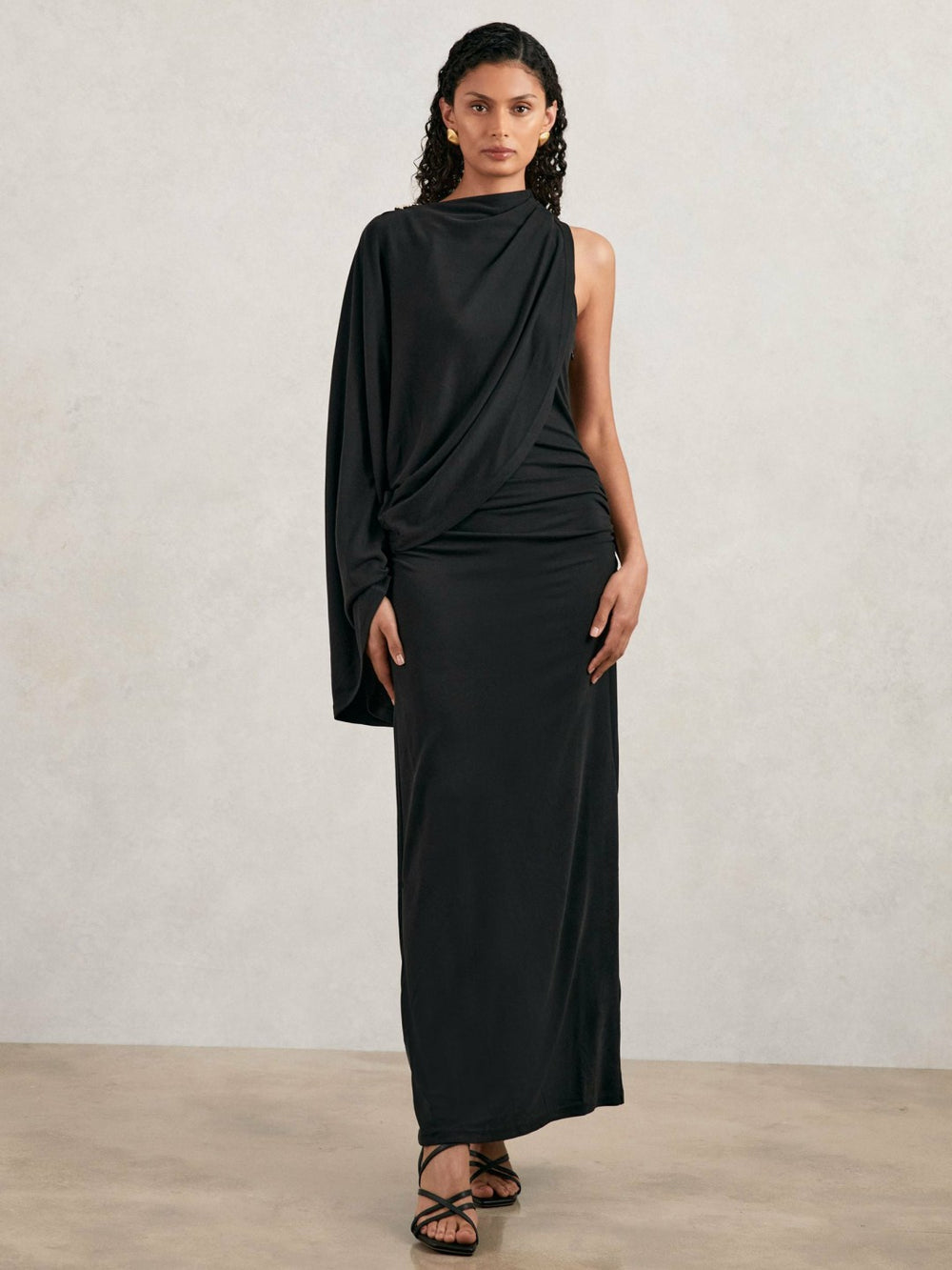 Reiss | Acler Jersey Draped Midi Dress in Black