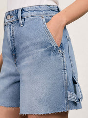 Reiss | 90S Long 100% Cotton Shorts in Indigo Blue