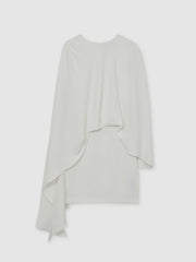 Reiss | Halston Mini Ivory Asymmetric Cape Dress in Ivory