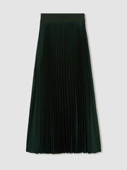 Reiss | Pleated Midi Skirt in Dark Green