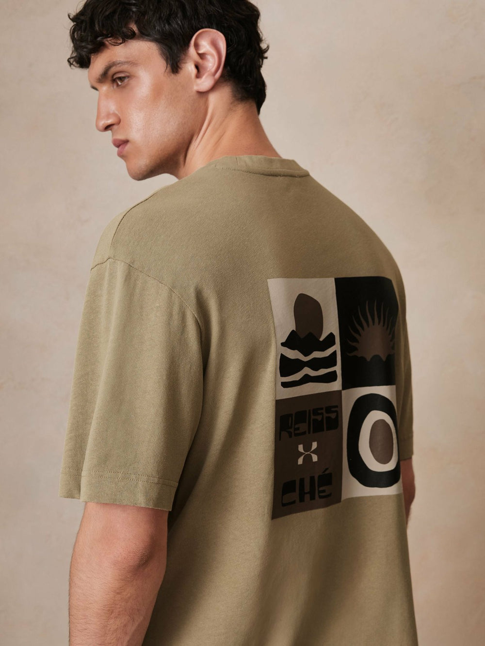 Reiss | | Ché Cotton-Linen Sunset T-Shirt in Sage Green
