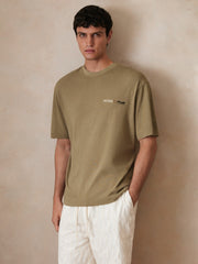 Reiss | | Ché Cotton-Linen Sunset T-Shirt in Sage Green