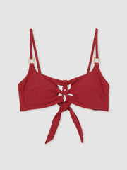 Reiss | Cut-Out Detail Bikini Top in Dark Red