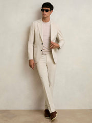 Reiss | Slim-Fit Internal-Drawstring Trousers in Stone