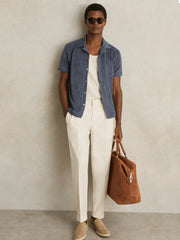 Reiss | Cotton Blend Towelling Shirt in Airforce Blue