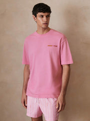 Reiss | | Ché Cotton-Linen Sunset T-Shirt in Pink