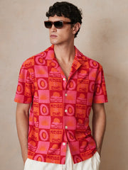 Reiss | | Ché Sunset Towelling Shirt in Pink