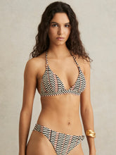 Reiss | Triangle Halterneck Bikini Top in Black/Brown