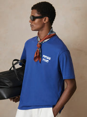 Reiss | | Ché Cotton Palm-Print T-Shirt in Blue