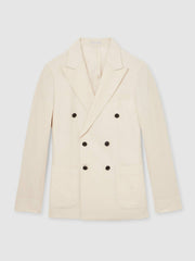 Reiss | Linen Double-Breasted Suit Slim-Fit Blazer in Stone