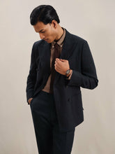 Reiss | Linen Double-Breasted Suit Slim-Fit Blazer in Navy