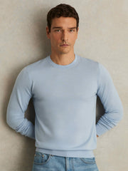 Reiss | Merino Wool Crew Neck Jumper in Soft Blue