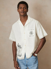 Reiss | | Ché Cotton-Linen Palm Shirt in White