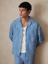 Reiss | | Ché Poplin Stripe Pocket Shirt in Bright Blue/White