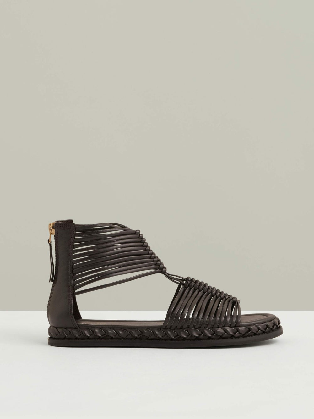 Reiss | Leather Gladiator Sandals in Chocolate