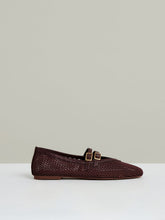 Reiss | Mesh Double-Strap Ballet Flats in Oxblood
